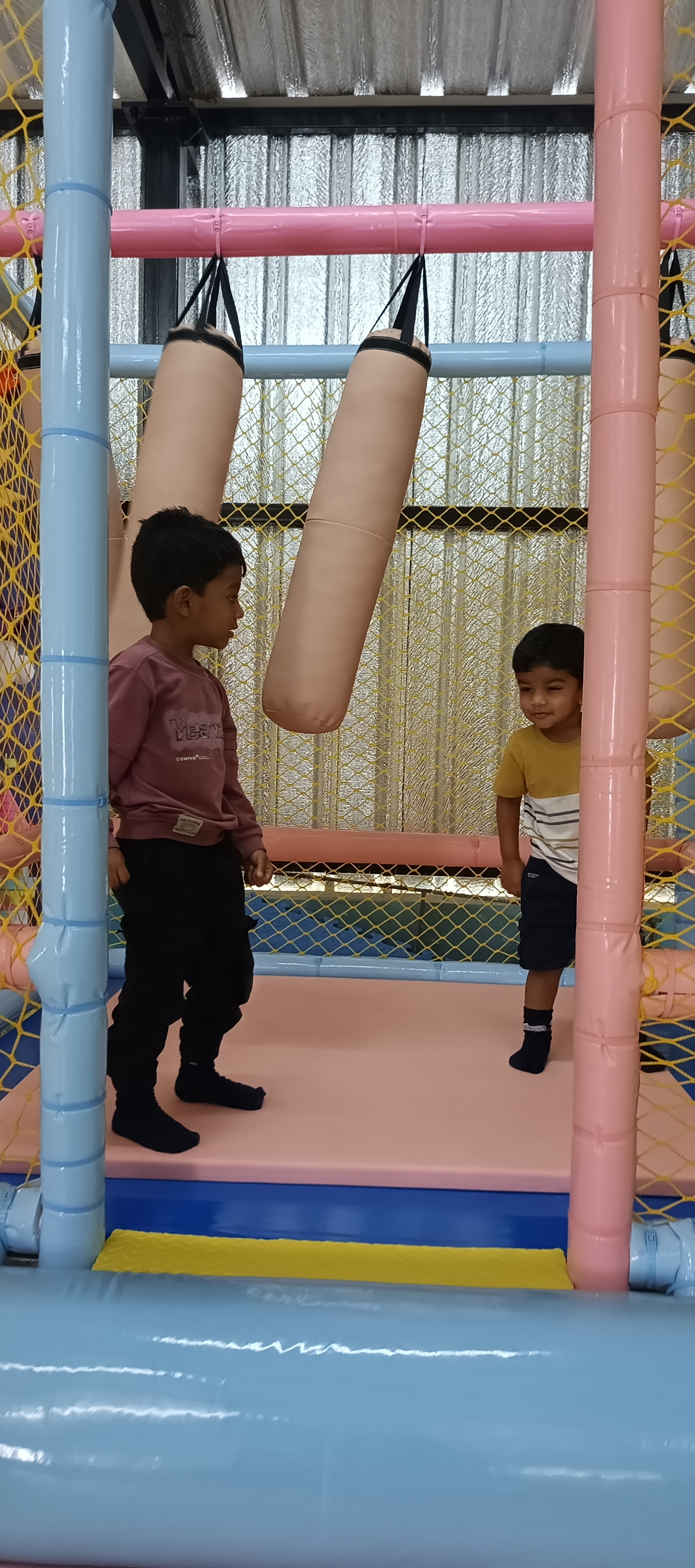 Children enjoying soft play exercise area